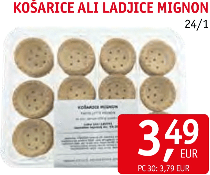 Košarice ali ladjice Mignon 24/1 Akcija v trgovini Jager