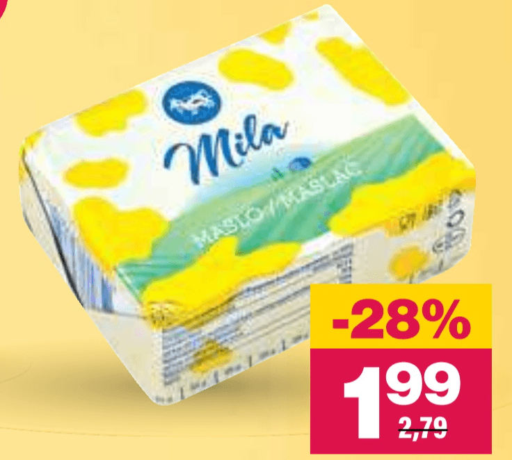 Maslo Mila 250 g Akcija v trgovini Mercator