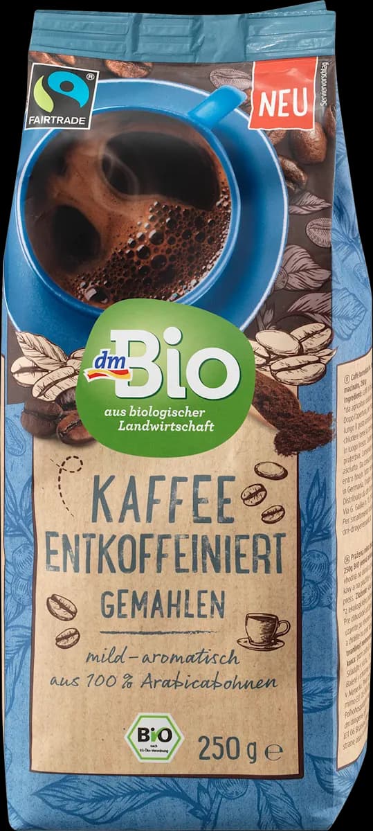 dmBio dekofeinizirana mleta pražena kava Arabica 250 g Akcija v trgovini Dm