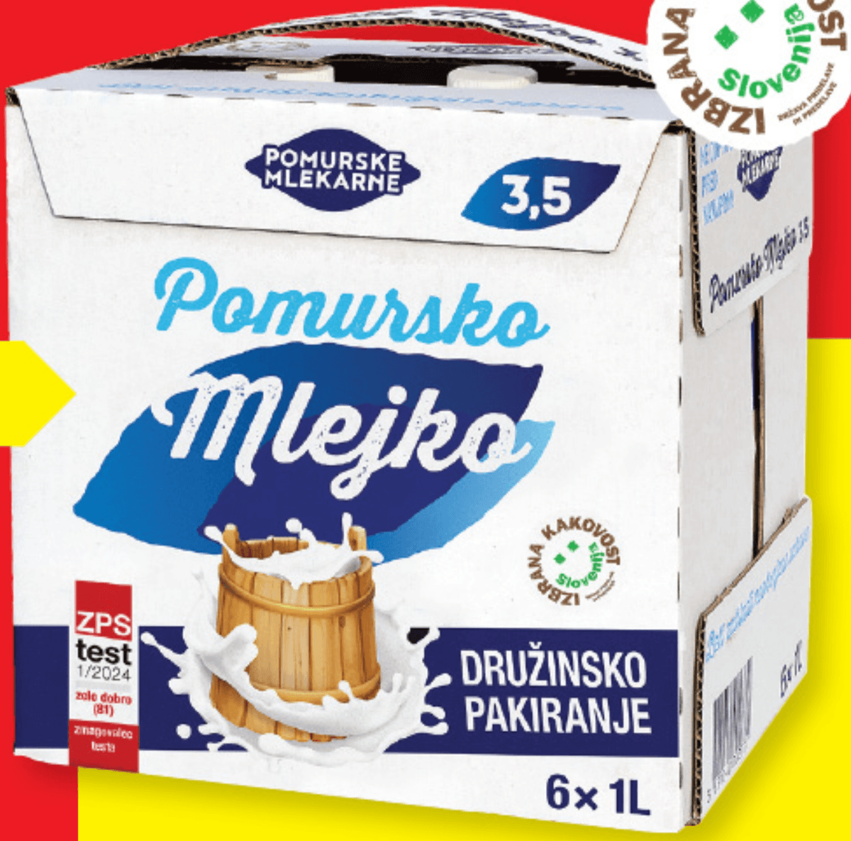 Pomursko mleko UHT 6 x 1 l Pomurske Mlekarne Akcija v trgovini Mercator