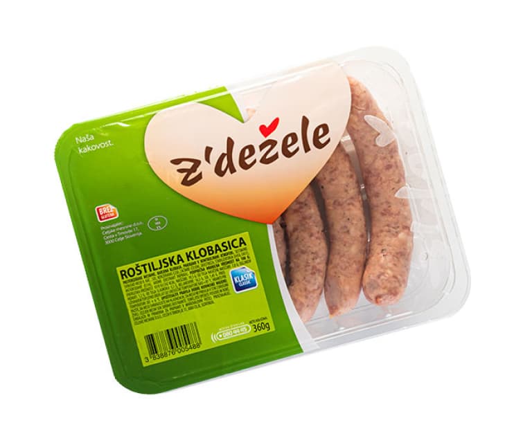 Roštiljska klobasica Z'dežele 360 g Akcija v trgovini Tuš