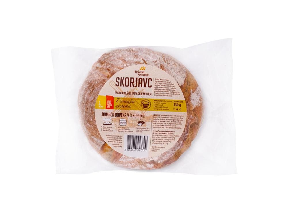 Kruh za domačo dopeko Skorjavc 530 g Pekarna Grosuplje Akcija v trgovini Mercator