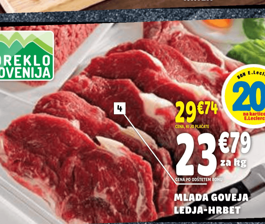 Mlada goveja ledja brez kosti Akcija v trgovini E.Leclerc