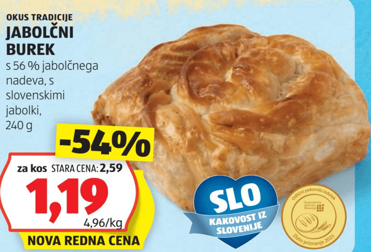 Jabolčni Burek 240 g Akcija v trgovini Hofer