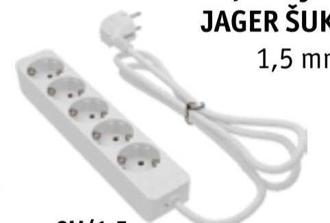 Električni podaljšek Jager ŠUKO 3 m Akcija v trgovini Jager