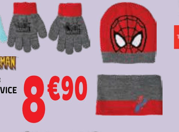Stitch! / Spiderman otroški komplet: kapa + šal + rokavice Akcija v trgovini E.Leclerc