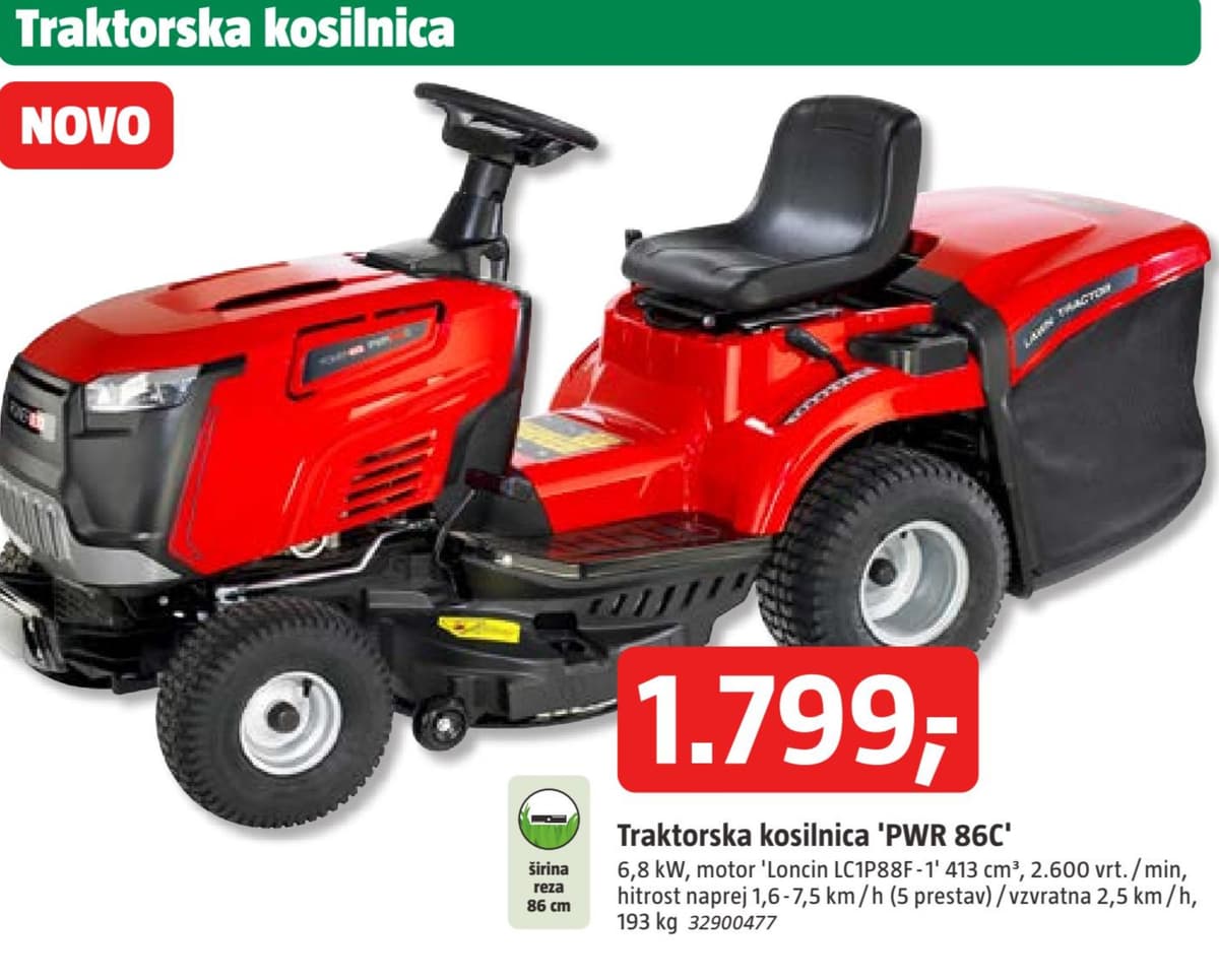 Traktorska kosilnica 'PWR 86C' Akcija v trgovini Bauhaus