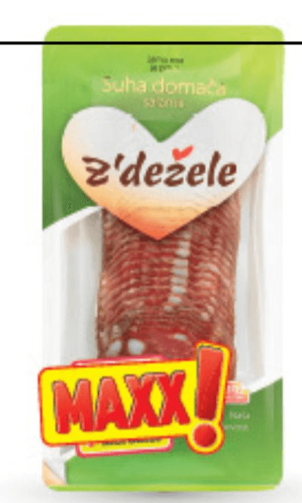Narezek domača salama Z'dežele Maxx 100 g + 20 g GRATIS Akcija v trgovini Mercator