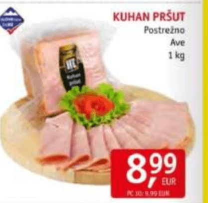 Ave kuhan pršut 1 kg Akcija v trgovini Jager