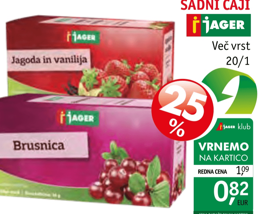 Sadni čaj Jager 20/1 Akcija v trgovini Jager