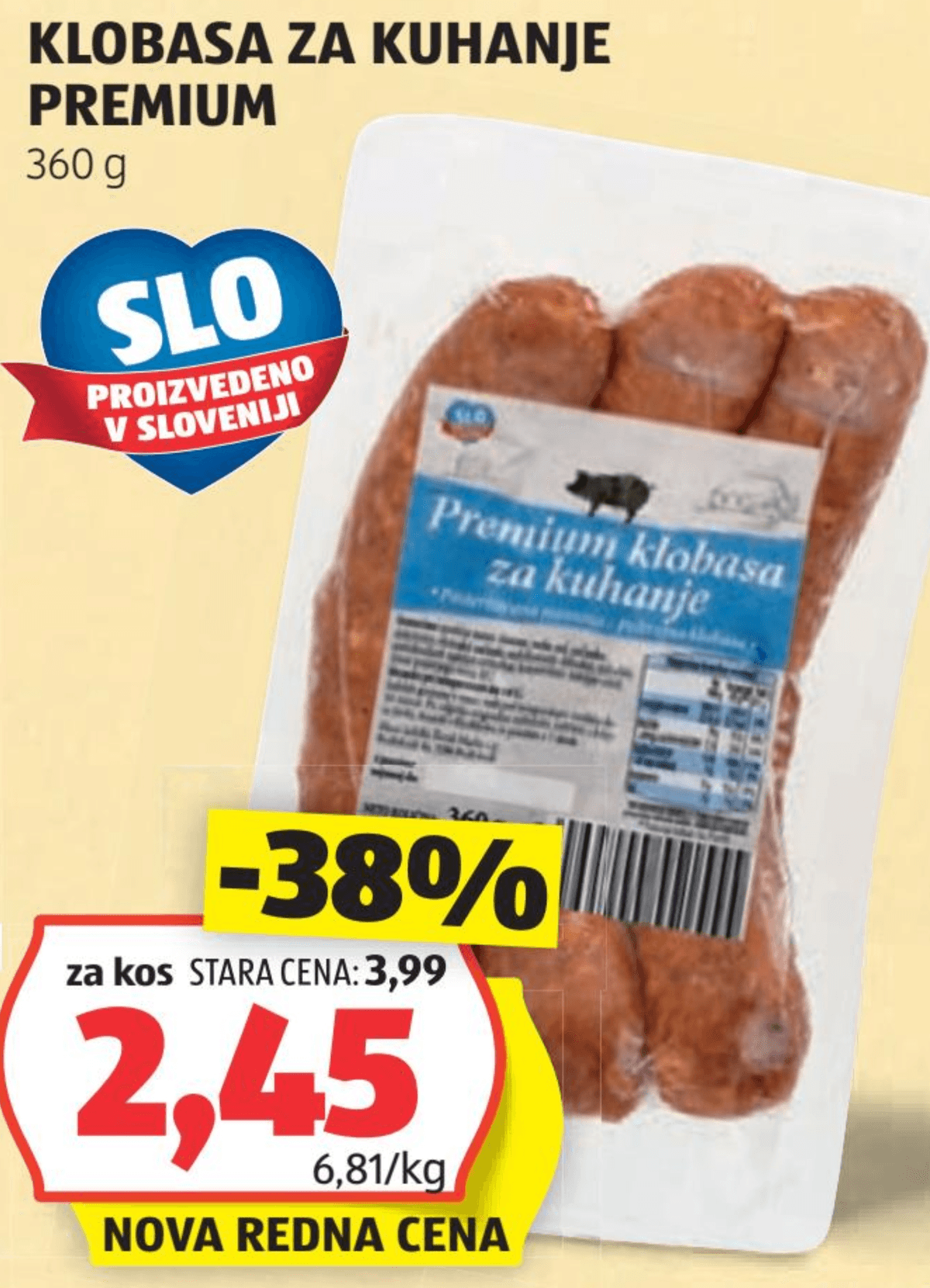 Klobasa za kuhanje Premium 360 g Akcija v trgovini Hofer