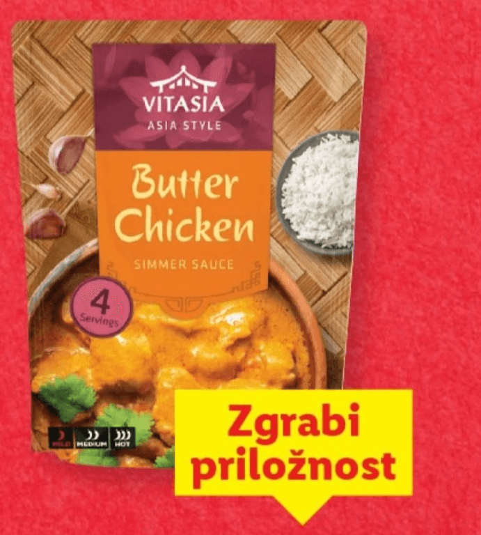 Vitasia pripravljena omaka za maslenega piščanca 375 g Akcija v trgovini Lidl