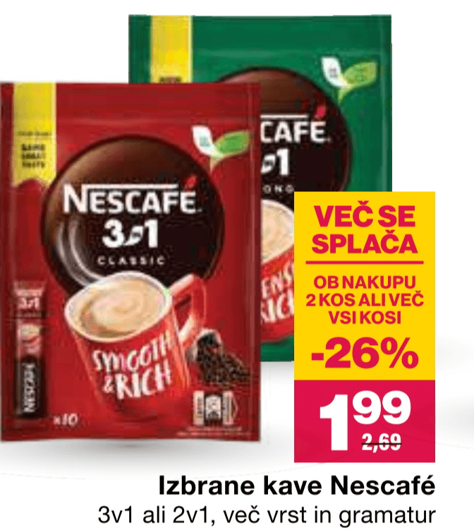 Izbrane kave Nescafé Akcija v trgovini Mercator