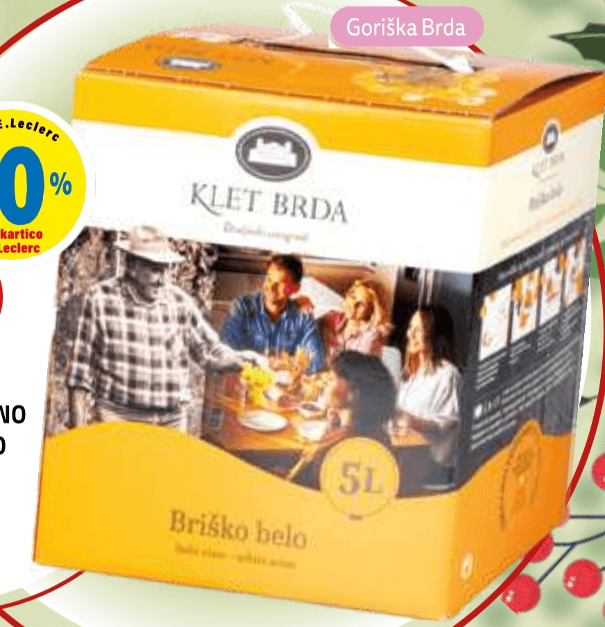 KAKOVOSTNO VINO ZGP BRIŠKO BELO "KLET BRDA" 5 l Akcija v trgovini E.Leclerc