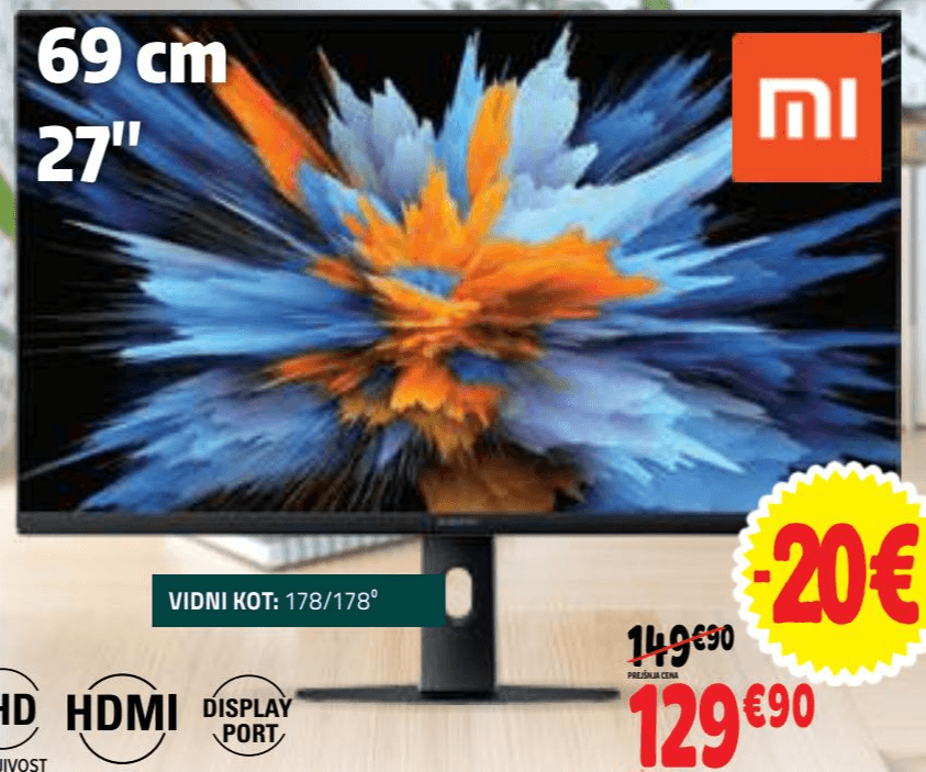 Xiaomi Gaming Monitor G27i 2026 27" Akcija v trgovini E.Leclerc