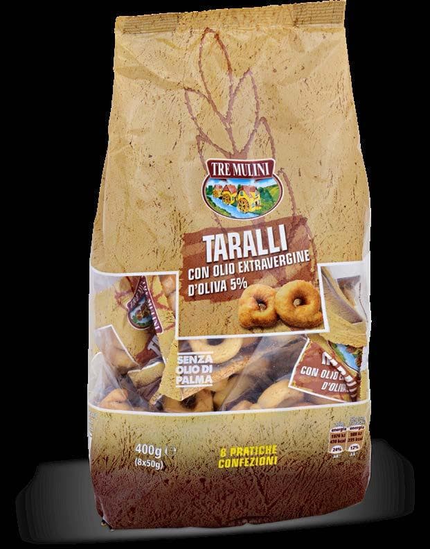 Tre Mulini slani prigrizek Taralli 8 x 50 g Akcija v trgovini Eurospin