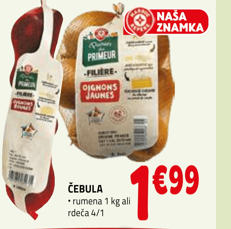 Rumena čebula 1 kg Primeur Akcija v trgovini E.Leclerc