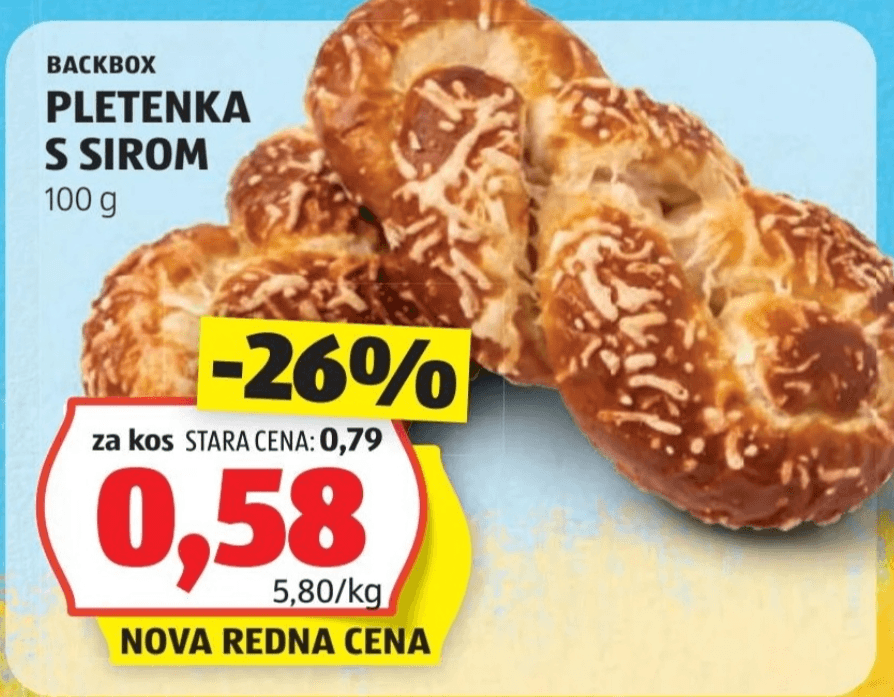 Pletenka s sirom 100 g BACKBOX Akcija v trgovini Hofer