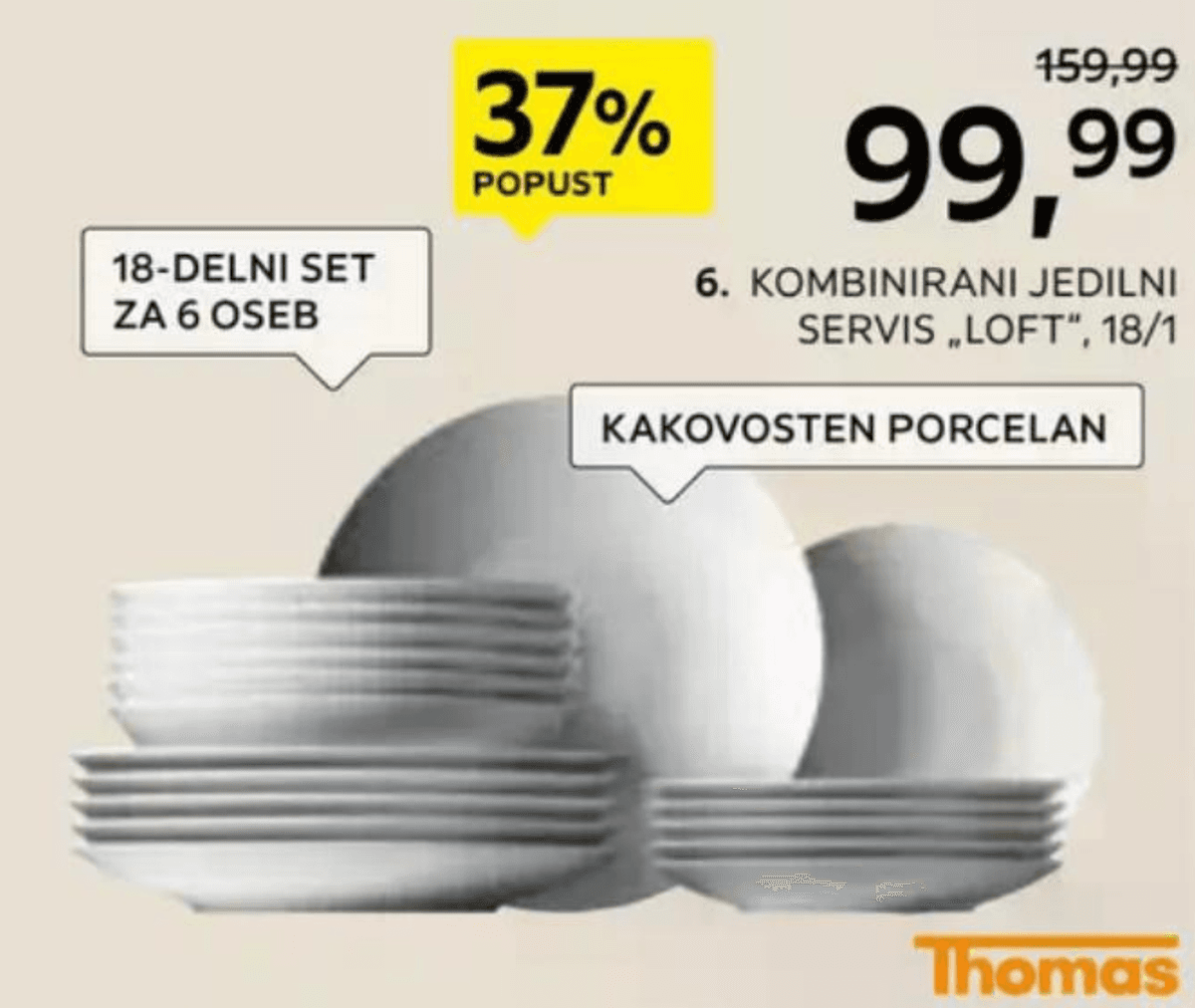 Kombinirani jedilni servis Loft 18/1 Thomas Akcija v trgovini Lesnina