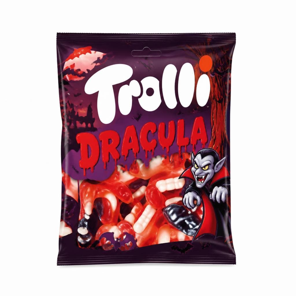 Bonboni Trolli Dracula, sour spookers ali tarantula 150 g Akcija v trgovini Mercator