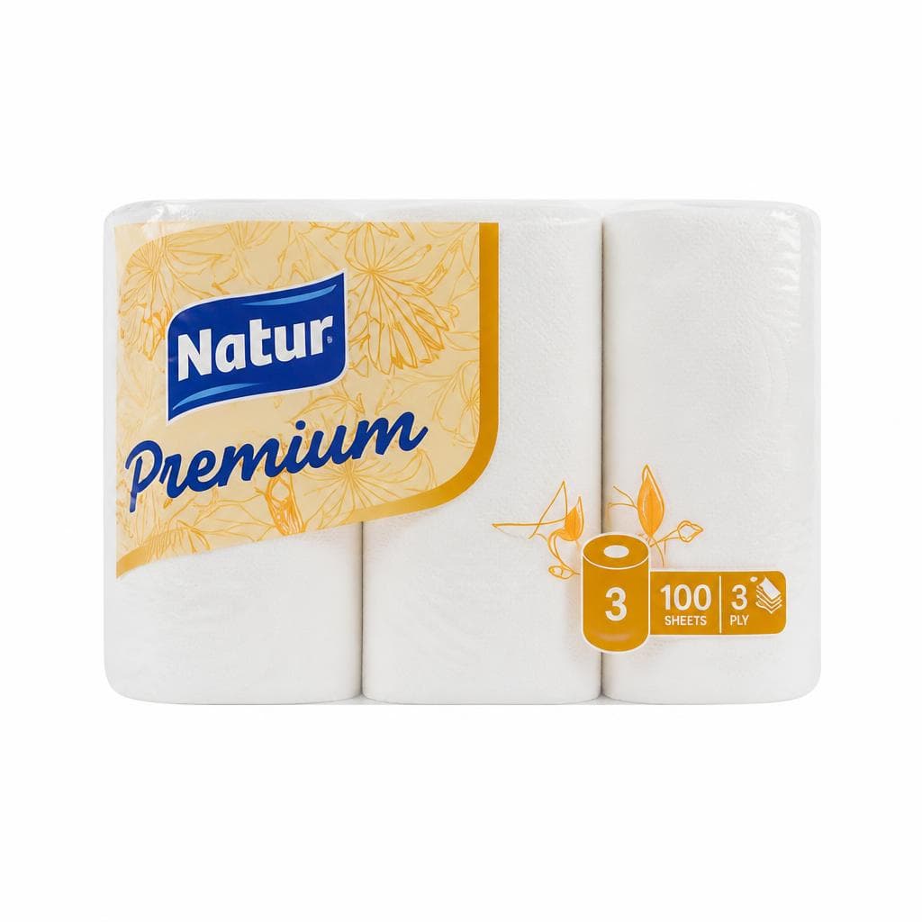 Papirnate brisače Natur Premium 3 slojne, 100 listov, 3/1 Akcija v trgovini Mercator