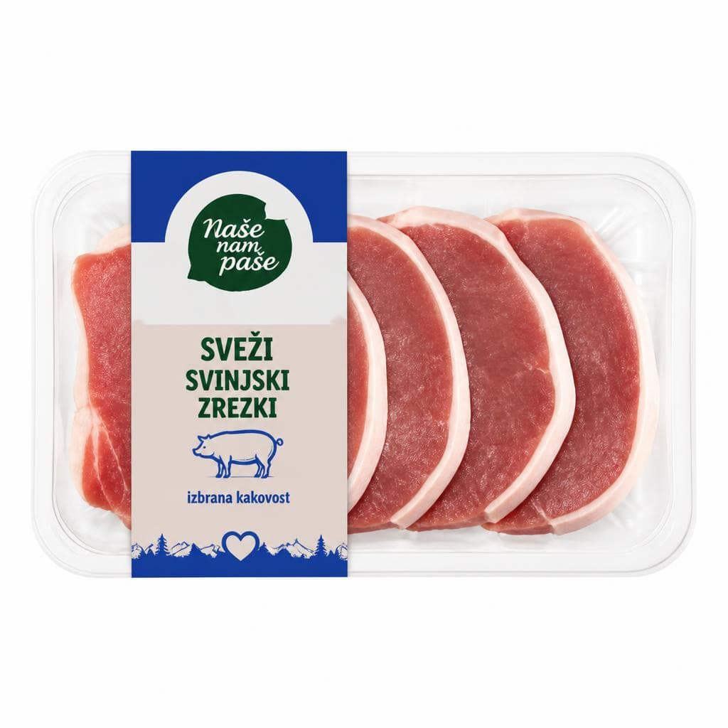 Naše nam paše sveži svinjski zrezki 400 g Akcija v trgovini Lidl