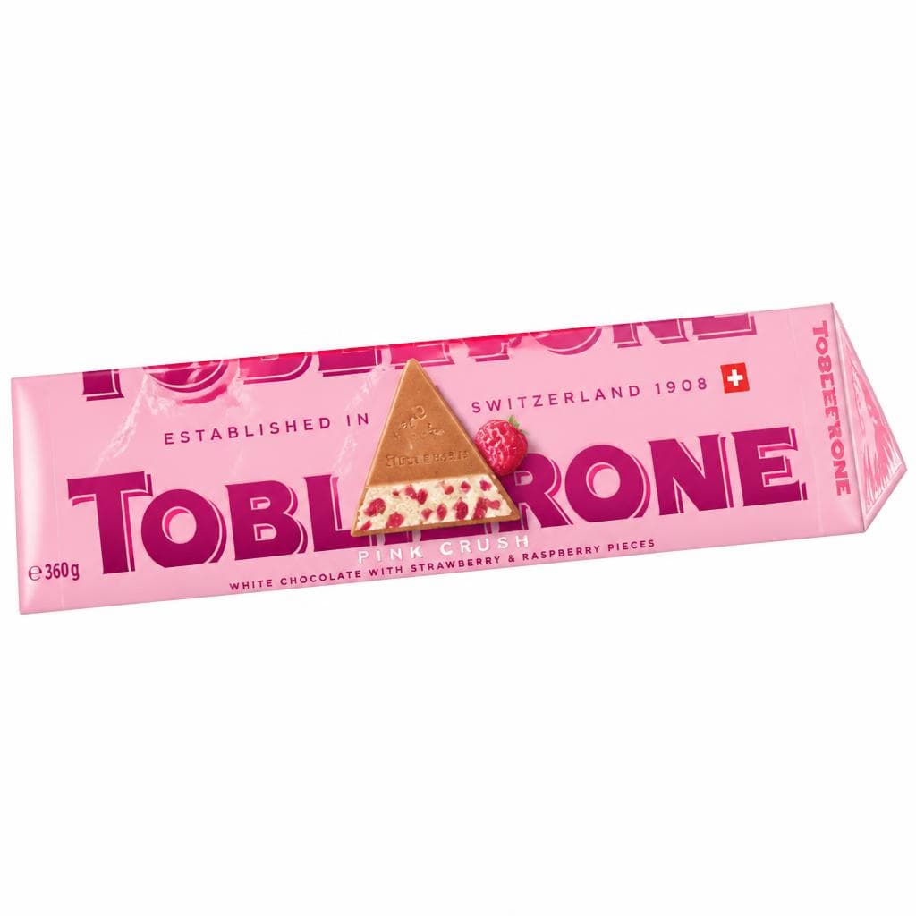 Pink Crush bela čokolada z okusom jagode in maline 340 g Toblerone Akcija v trgovini Kompas Shop