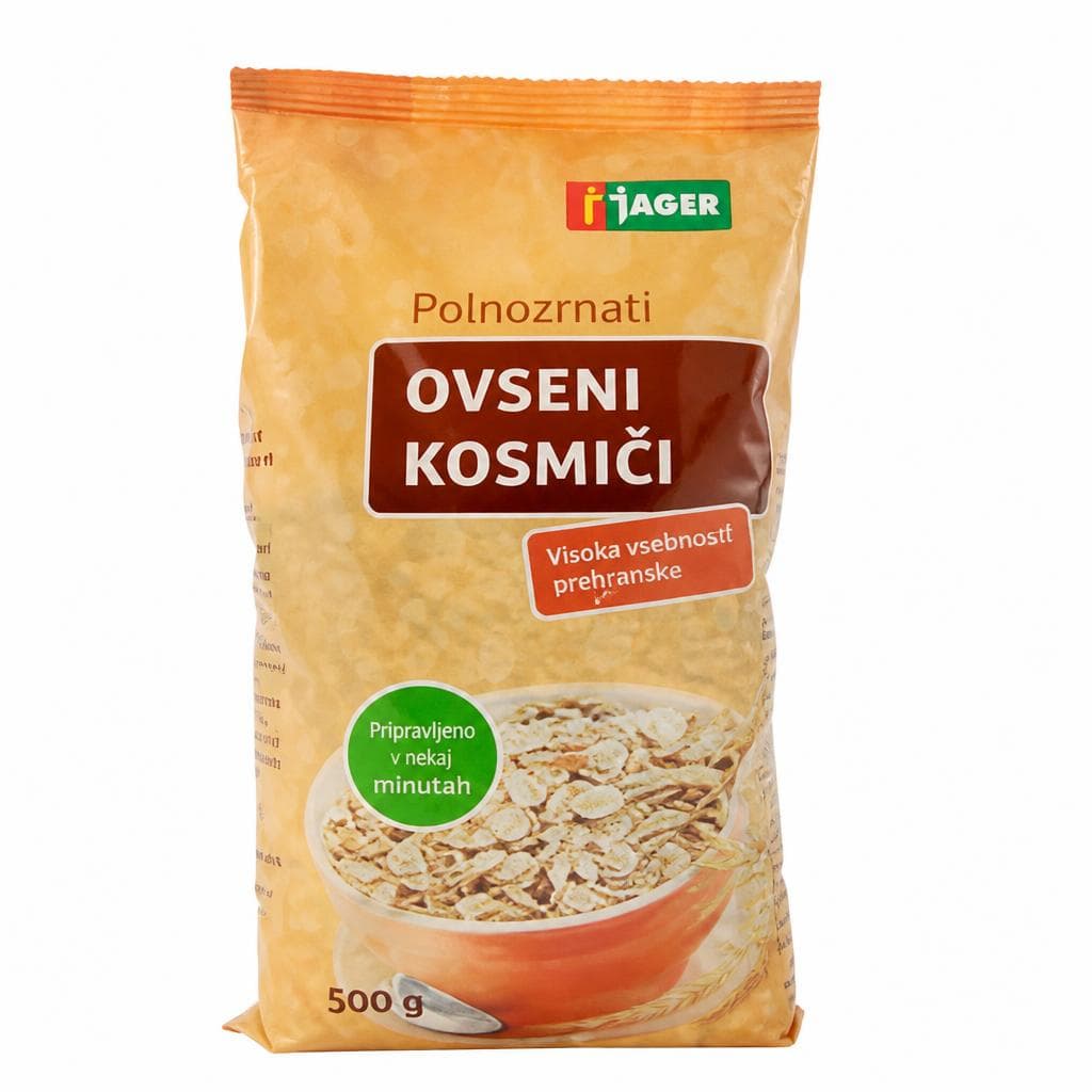 Ovseni kosmiči Jager Polnozrnati 500 g Akcija v trgovini Jager