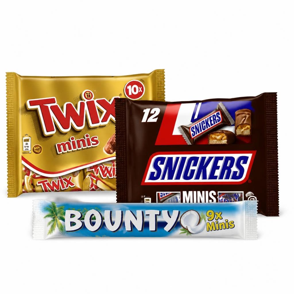 Čokoladni izdelki Bounty, Snickers ali Twix minis od 57 g do 285 g Akcija v trgovini Spar
