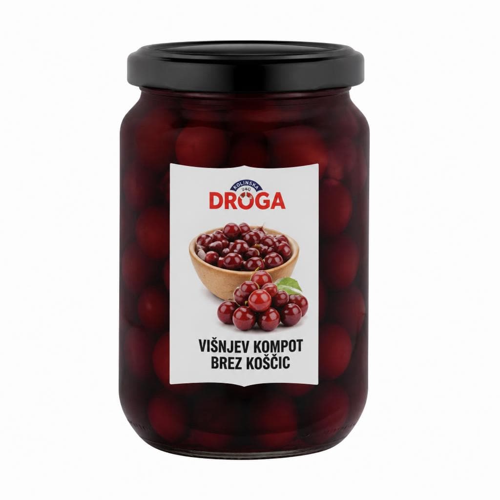 Droga višnjev kompot brez koščic 700 g Akcija v trgovini Jager