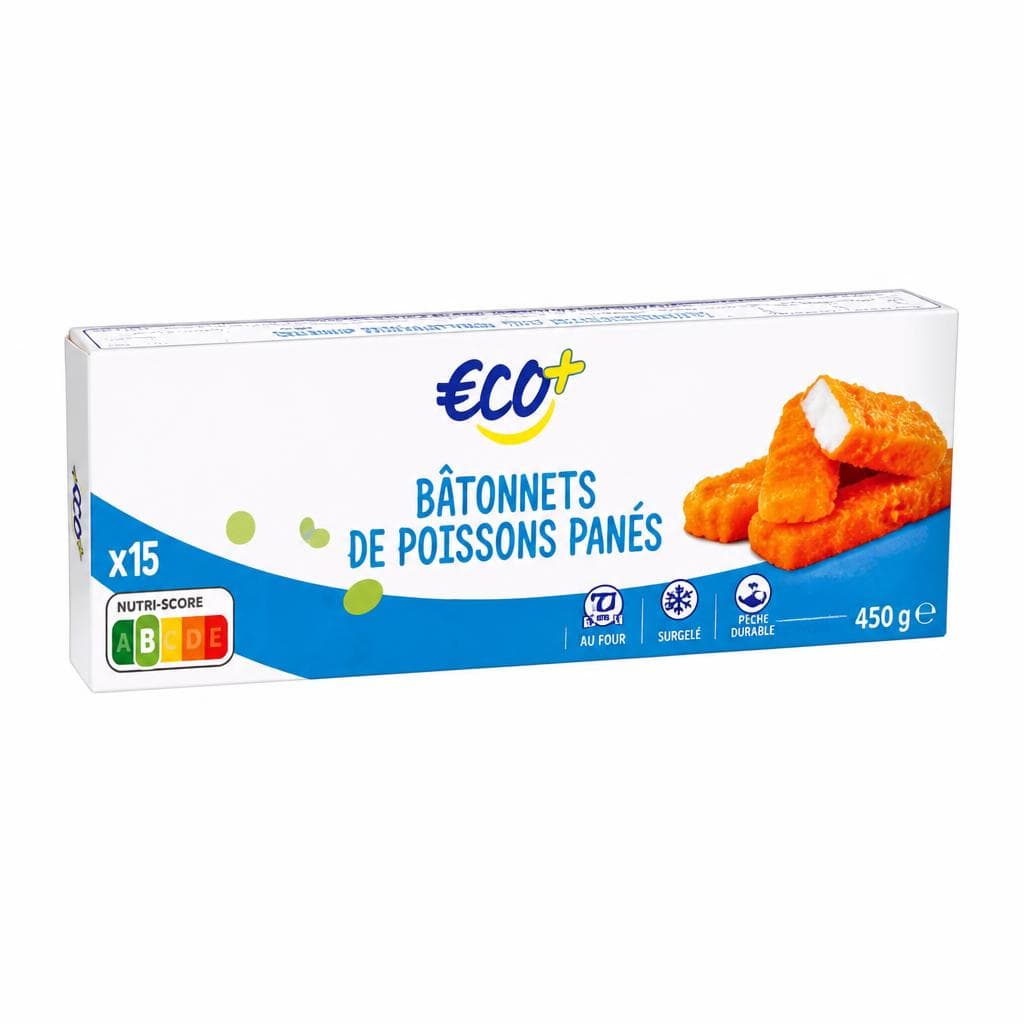Eco+ panirane ribje palčke 450 g Akcija v trgovini E.Leclerc