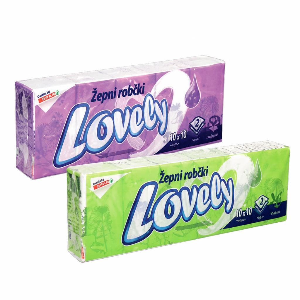 Lovely papirnati robčki 10 x 10 ali 12 x 10 Akcija v trgovini Spar