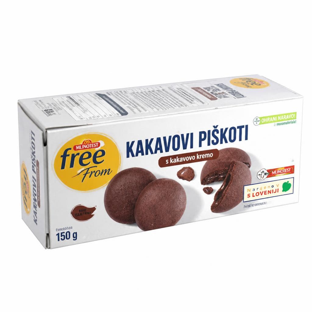 Kakavovi piškoti s kakavovo kremo brez glutena Mlinotest 160 g Akcija v trgovini Spar