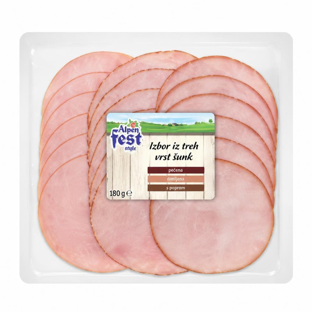 Alpenfest izbor treh vrst šunk 180 g Akcija v trgovini Lidl