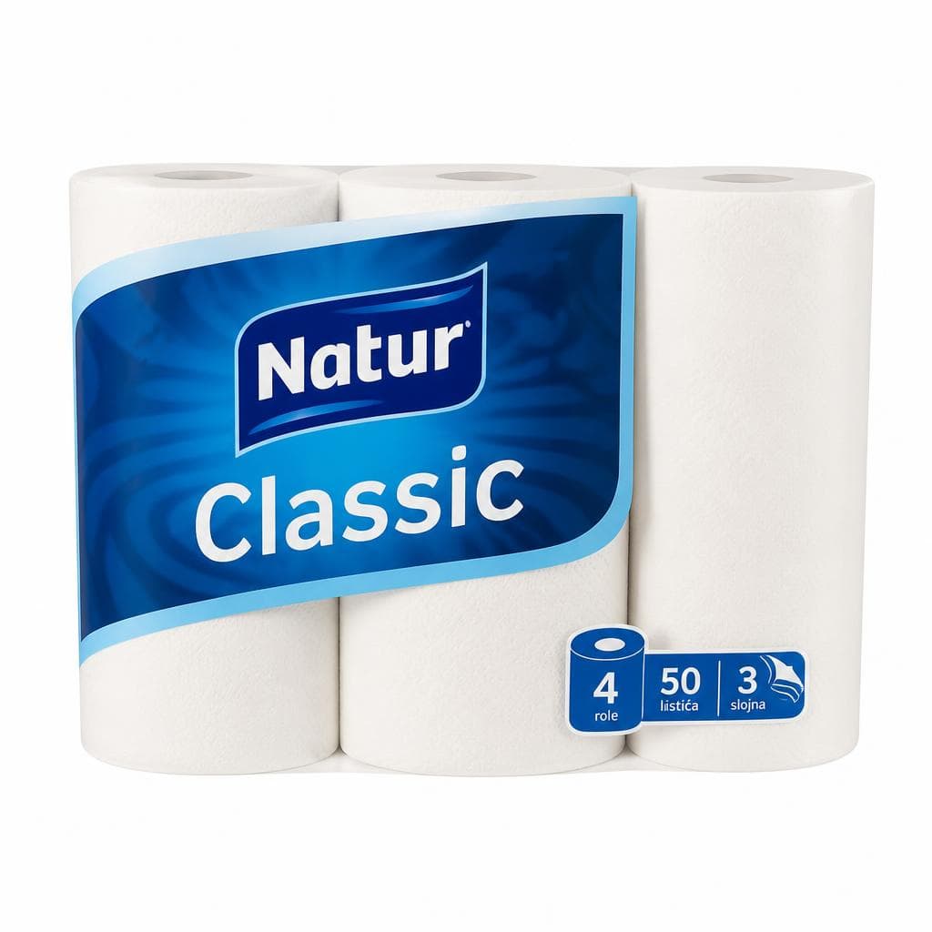 Papirnate brisače Natur Classic 3 slojne, 50 listov, 4/1 Akcija v trgovini Mercator