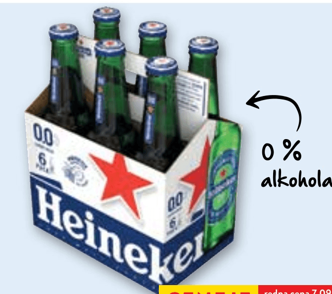 Brezalkoholno pivo Heineken 6 x 0,33 l - Akcija v trgovini Spar