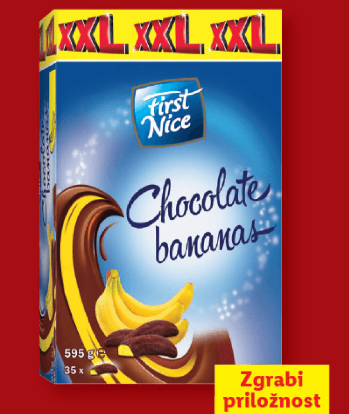 First Nice Čokoladne banane XXL 595 g - Akcija v trgovini Lidl