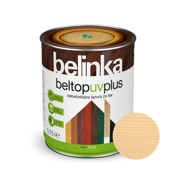 Debeloslojni premaz Belinka Beltop Št.1 Brezbarvni UV Plus 0,75L - Akcija v trgovini Merkur