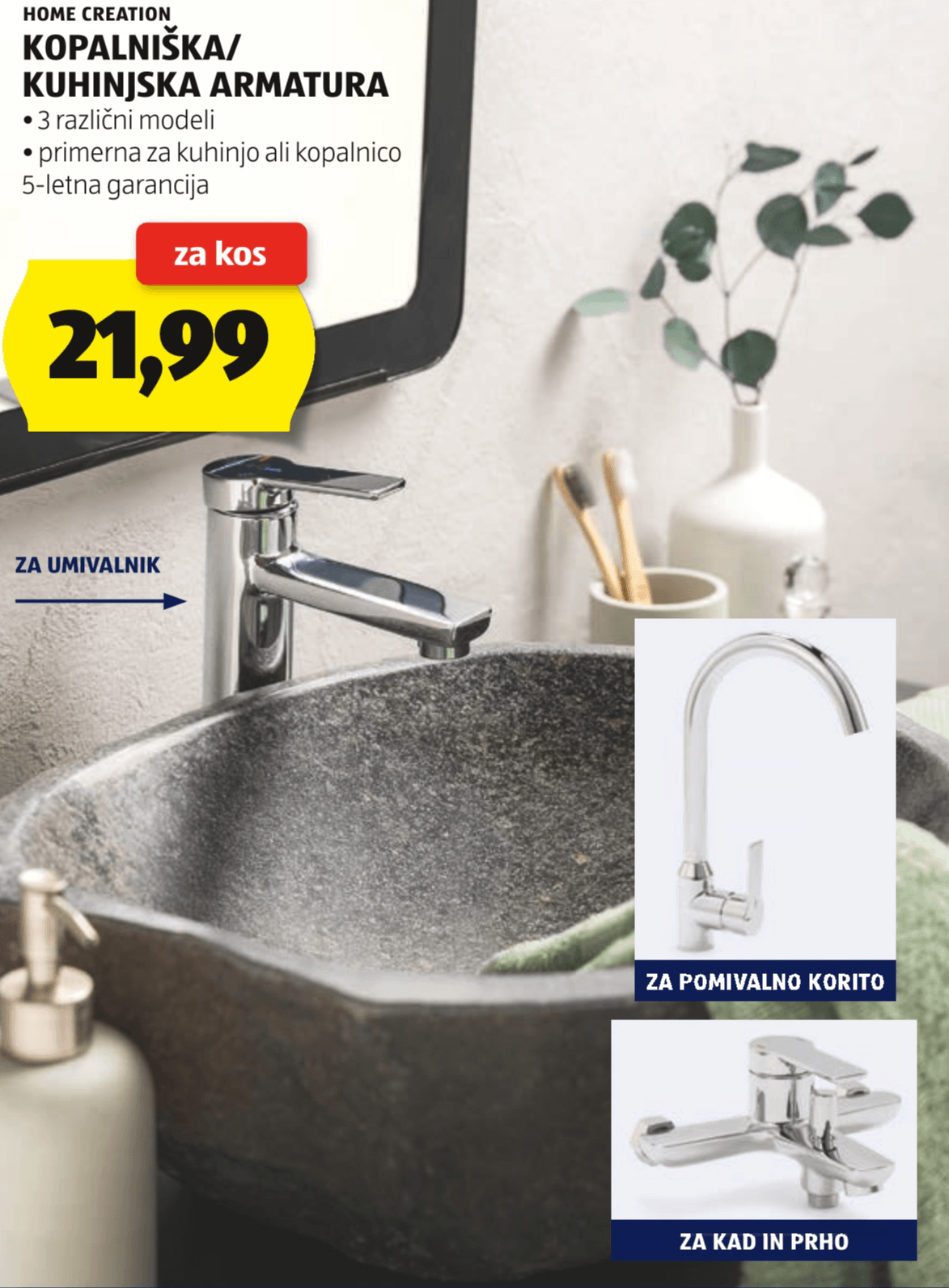 Kopalniška/Kuhinjska armatura Home Creation - Akcija v trgovini Hofer