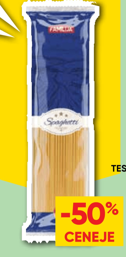 Testenine Špageti Familija 400 g - Akcija v trgovini Tuš