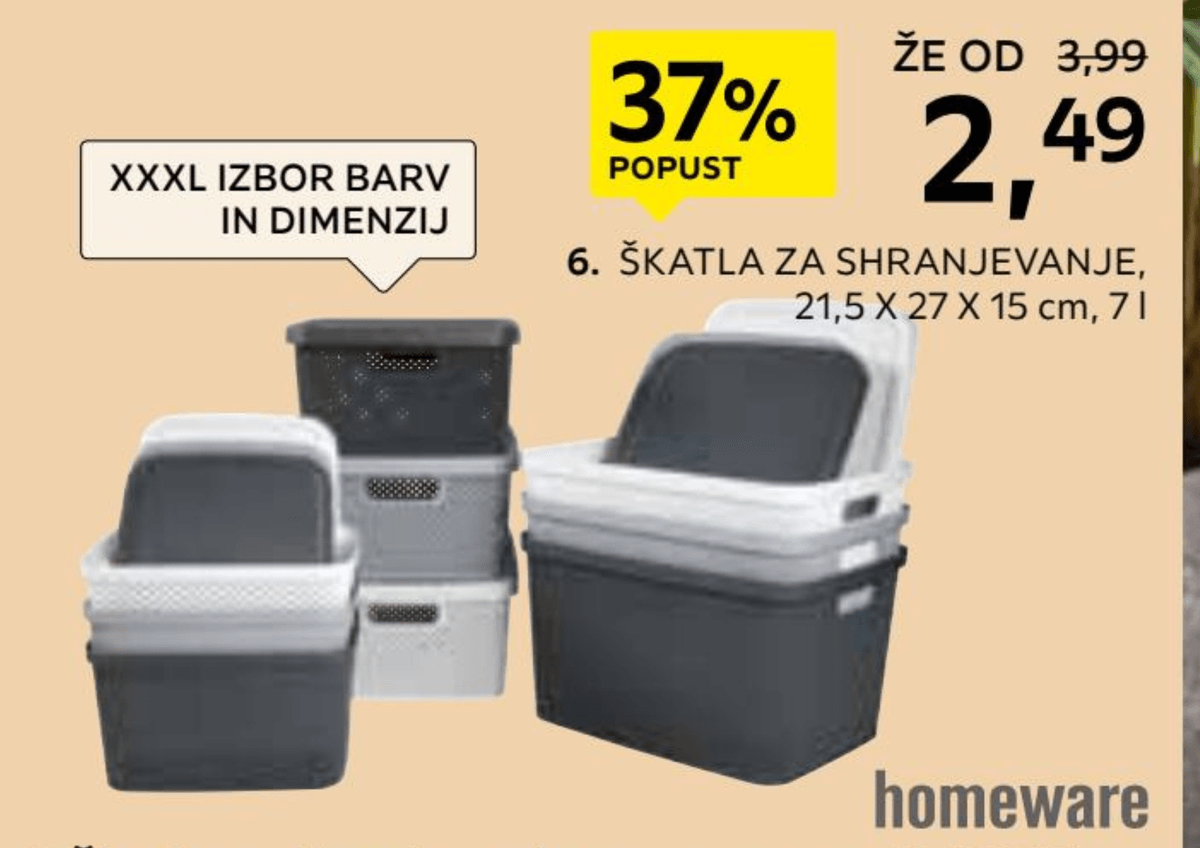 Škatla za shranjevanje 7 l - Akcija v trgovini Lesnina