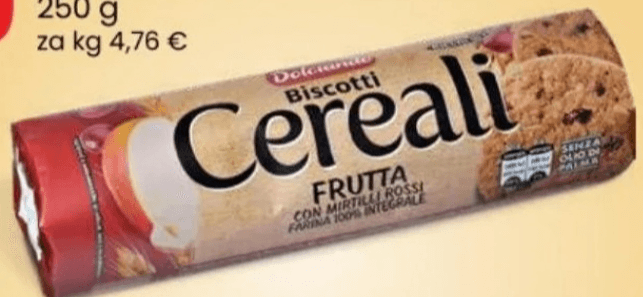 Keksi, žita in brusnice 250 g Dolciando - Akcija v trgovini Eurospin