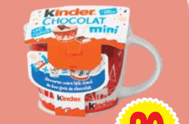 Skodelica s čokolado Kinder 102 g - Akcija v trgovini E.Leclerc