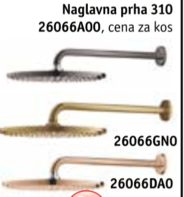 Naglavna prha 310 26066A00 Grohe - Akcija v trgovini Jager