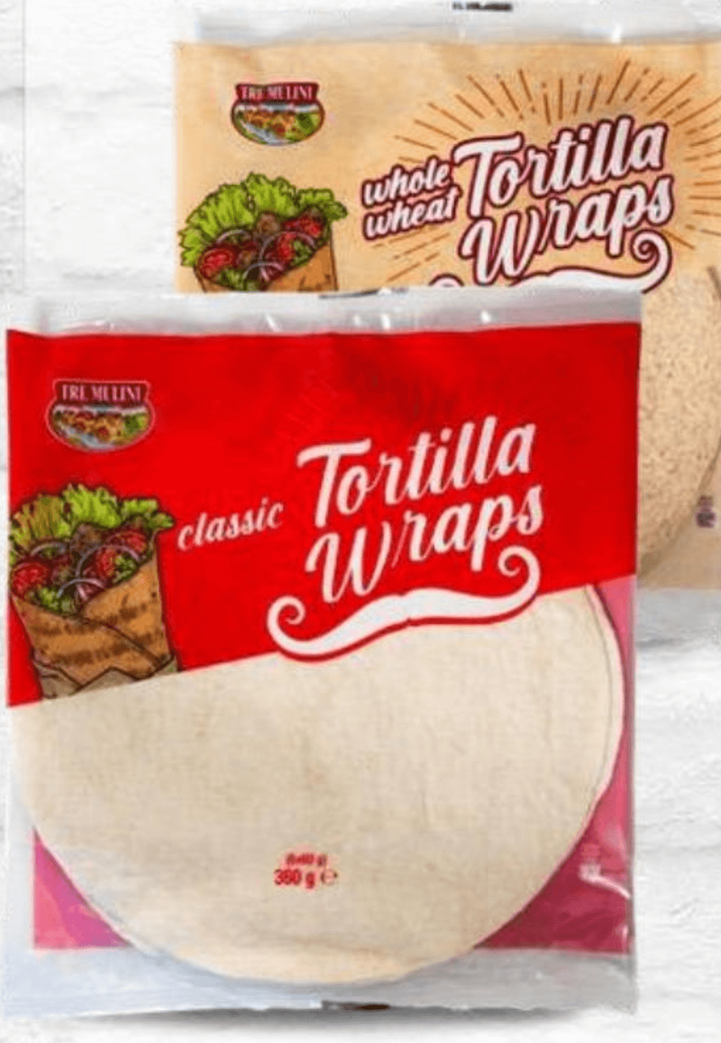 Pšenična/Polnozrnata tortilja 360 g TRE MULINI - Akcija v trgovini Eurospin