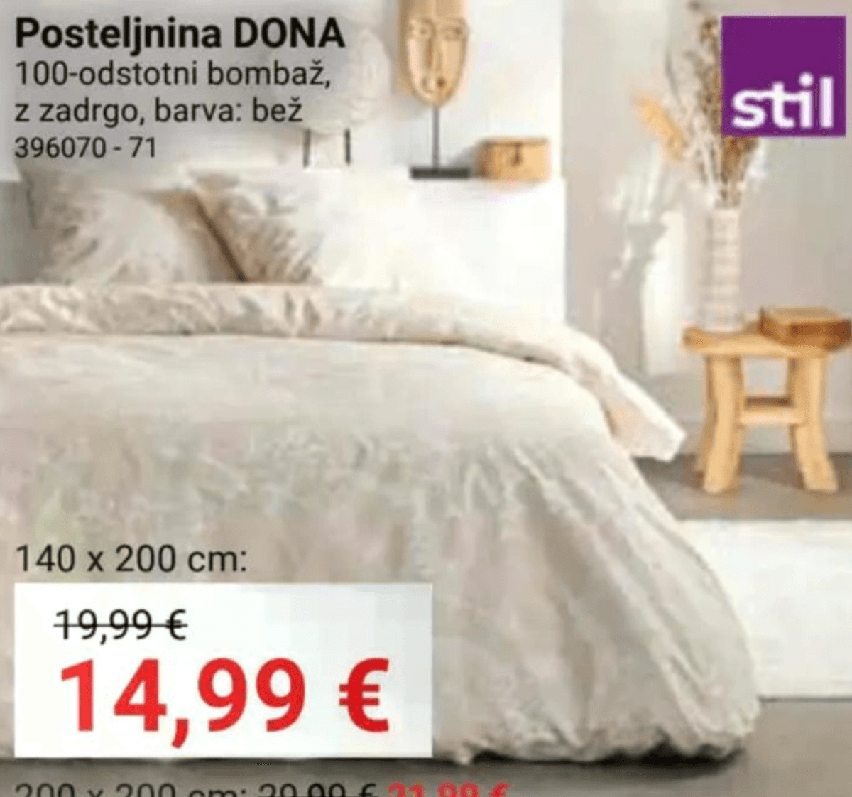 Posteljnina DONA 140 x 200 cm - Akcija v trgovini Pevex