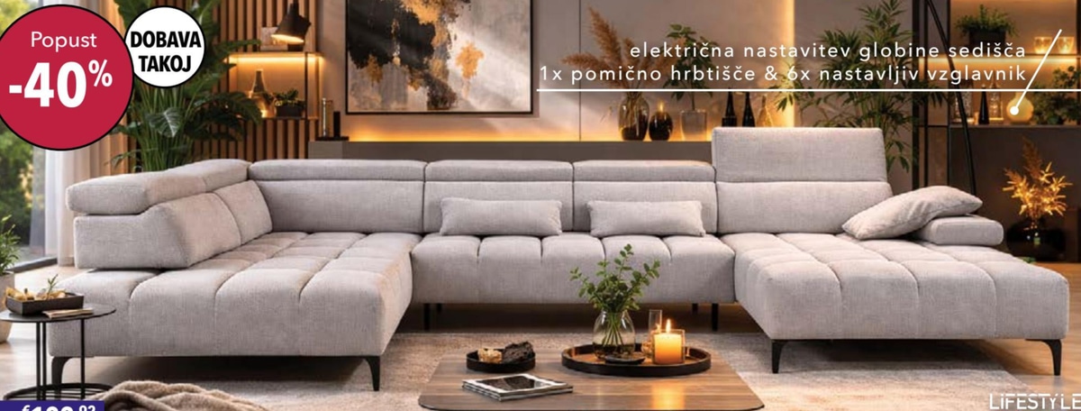 Kotna sedežna garnitura TENINO XL - Akcija v trgovini Harvey Norman