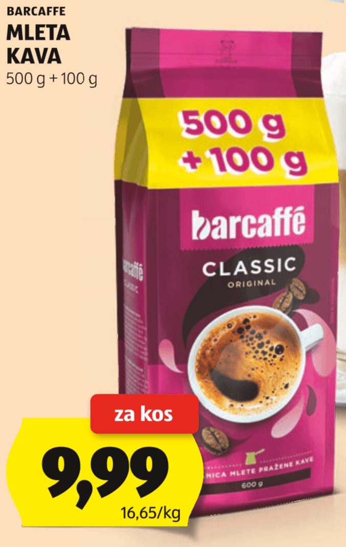 Barcaffe Mleta Kava 500 g + 100 g - Akcija v trgovini Hofer
