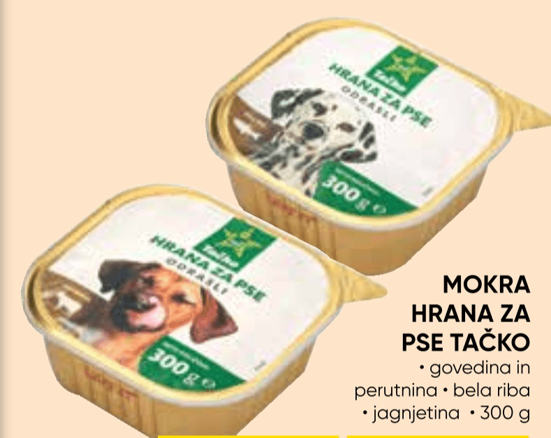 Mokra hrana za pse Tačko 300 g - Akcija v trgovini Tuš