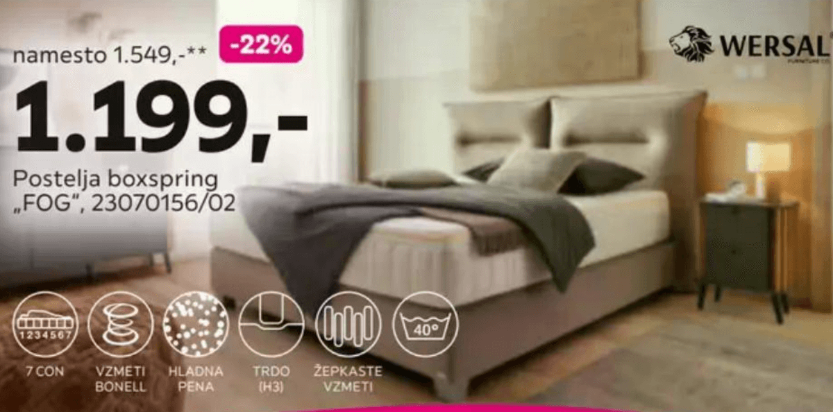 Postelja boxspring „FOG" - Akcija v trgovini Mömax